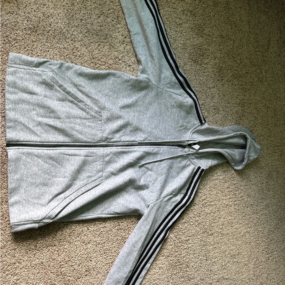 Gray and Black Adidas Zip Up Hoodie